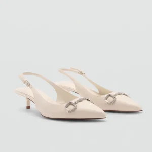 Women’s Rhinestone Back Strap Sandals Pointed Toe Slim Heel Mules Shoes