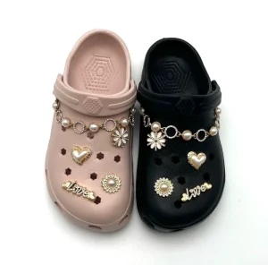 Women’s Rhinestone Decorated Open Toe Slip On Lightweight Breathable Waterproof Comfortable Soft EVA Clogs Shoes