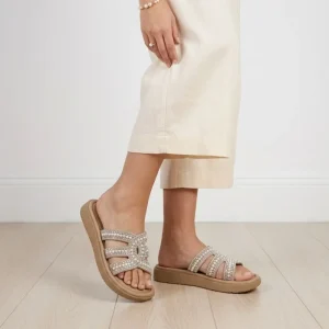 Women’s Rhinestone Slide Sandals Summer PU Lightweight Comfortable Non Slip Shoes Custom OEM Fashion
