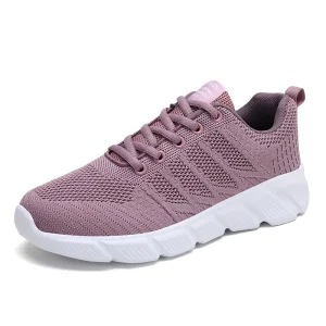 Women’s Road Running Minimal Shoes Jogger Jogging Sneakers Stretch Fabric Air Mesh Athletic Low Top Lace Up Light Weight Summer