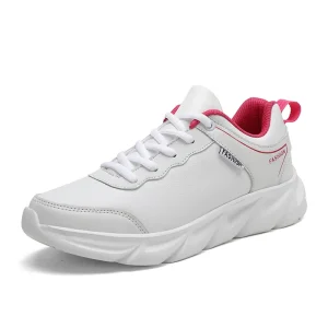 Women’s Road Running Minimal Shoes Jogger Jogging Sneakers Track Trail PU Leather Athletic Low-top Lace up Sport Autumn Spring