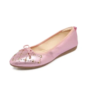Women’s Round Toe Ballet Shoes Flat Folded Soft Sole Dress Shoes Big Size Women PU Ladies Shoes Flats