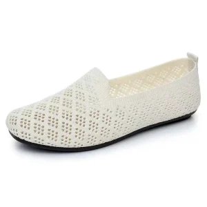 Women’s Round Toe Slip-On Loafers Breathable Lightweight Flat Shoes Comfy Casual Office Walking Footwear