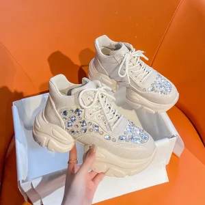 Women’s Running Shoes Lace Up Casual Outdoor Leather Sports Shoes