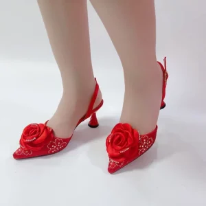 Women’s S Flower Diamond Inlaid Pointed Toe High Heel Party Daily Sandals