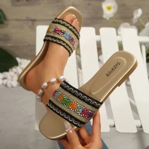 Women’s Sandals Fashion Trend Anti Slip Platform Open Toe Round Toe Ethnic Stretch Fabric Upper Summer Outdoor