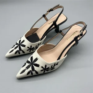 Women’s Sandals French Pointed Toe Embroidered 6cm High Heels