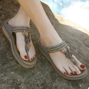 Women’s Sandals Lightweight Comfortable Flat Sole Casual Slip On Seaside Beach Plus Size