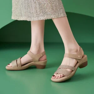 Women’s Sandals with Heels Open Toe Breathable Comfortable Wear Resistant Soft Sole Simple Lightweight Outdoor Sandals