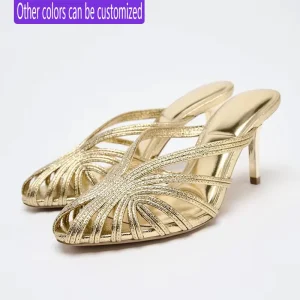 Women’s Sexy Elegant Ankle Strap Closed Toe Thick Heel Slide Sandals Summer Outdoor Casual Shoes