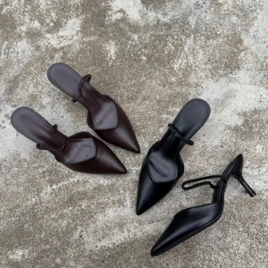 Women’s Sexy High Top Pointed Toe Mule Heels Stiletto Slingback Sandals Summer Elegant Office Wedding Party Dress Shoes