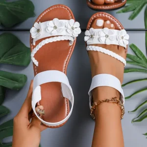 Women’s Sexy Slip On Fashion Trend Flat Thin Strap Plus Size Roman Style Elastic Beach Sandals Summer New