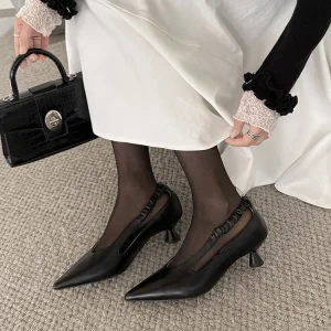 Women’s Sexy Summer Spring Fashion Trend Open Toe Low Thin Heel Slingback Pumps Dress Shoes