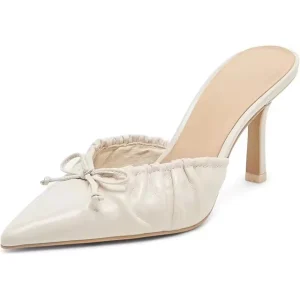 Women’s Sexy Thin Heels Slip-On Breathable Summer Height Increasing Pointed Toe Mules