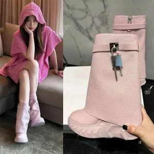 Women’s Shark Lock Wedge Heel Boots