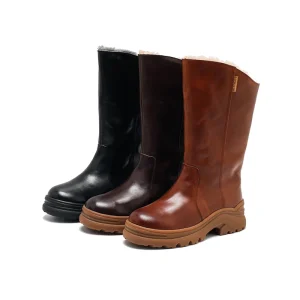 Women’s Shiny Winter Height Increasing Lace Up Knee High Boots with Rubber Outsole