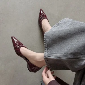 Women’s Shoes Autumn Fashion Anti Slip Thick Heel Pleated Daily Dress Office Lady Pointed Toe Pumps