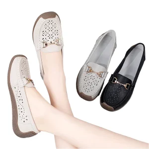 Womens Shoes New Summer Women’s Casual Shoes Middle-Aged Elderly Wedge Heels TPR Outsole Hollow Loafers Mother’s Shoes