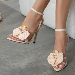 Women’s Shoes Party High Heels Pointed toe Three dimensional Flower Stilettos for Women