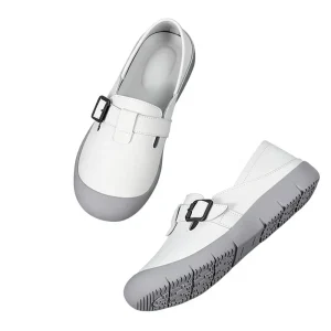 Womens Shoes Slip in Shallow Mouth Women’s Flat Autumn Board Shoes Casual TPR Outsole Openwork White