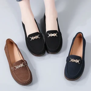 Women’s Shoes Spring Autumn PU Fashion Trend Comfortable Non-slip Soft Sole Slip-on Loafers Large Size Womens Loafers