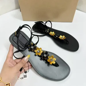 Women’s Shoes Summer H shaped Black Head Buckle Sandals Flat Flip flops Roman Fairy Style
