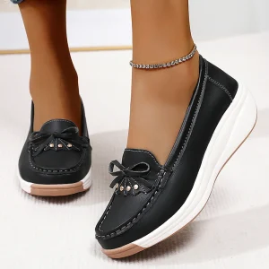 Womens Shoes Thick-Soled Mom Shoes New Women’s Slip-On Lightweight Non-Slip Platform Casual Loafers Autumn