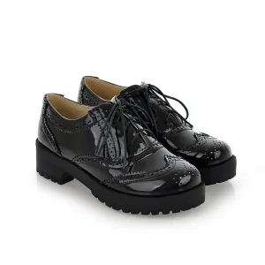 Women’s Shoes Thick Soles Square Heels Lace up Women’s Shoes for Work Commuting