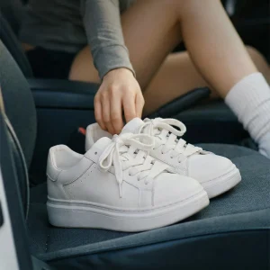 Women’s Shoes White Platform Sneakers Round Toe Retro Casual Shoes Lightweight Fashion Low Top Sneakers Summer Trend
