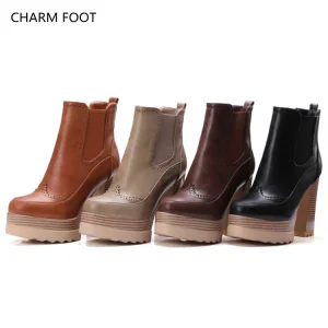 Women’s Short Boots Thick Heel High Heel Waterproof Platform Short Tube Boots