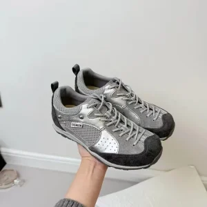 Women’s Silver Gray Mesh Suede Casual Sneakers Breathable Non-slip Outdoor Walking Shoes for Daily Trekking Wear