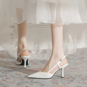 Women’s Simple Fashion Trend High Heels Sandals Open Back Counter Outdoor Summer Design ‘On Feet Love’ Pointed Stiletto Heels