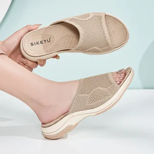 Women’s Slide Sandals Breathable Cushioned Thick Sole Casual Comfortable Open Toe Outdoor Slippers