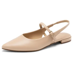 Women’s Slingback Dress Pointed Toe Flats Ballet Mary Jane Flat Shoes with Buckle Strap Low Heel Dressy Flats