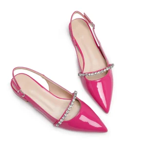 Women’s Slingback Flats Stylish Pointed Toe with Rhinestone Comfortable Breathable Slip on Flats