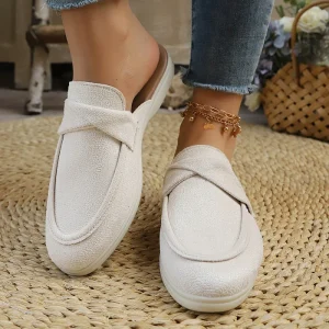 Women’s Slip On Mule Shoes Comfortable Flat Loafers Breathable Casual Backless Shoes for Daily Wear