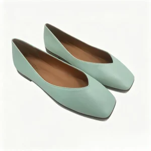Women’s Slip-On Square Toe Ballet Flats in White Soft Sole Comfortable Casual Office Work Shoes