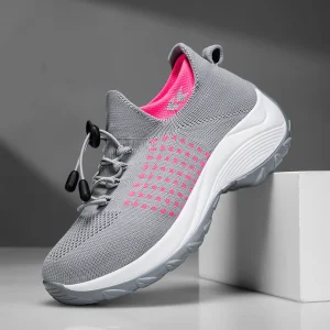 Women’s Slip-On Textile Mesh Upper Lightweight Breathable Cushioned Sporty Casual Shoes Slip-Resistant All Seasons