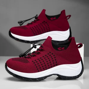 Women’s Slip On Textile Mesh Upper Lightweight Breathable Cushioned Sporty Casual Shoes Slip Resistant All Seasons PU Outsole
