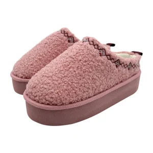 Women’s Slip-on Bedroom Indoor Outdoor Slippers with Fuzzy Curly Fur Memory Foam Lighter Platform House Shoes