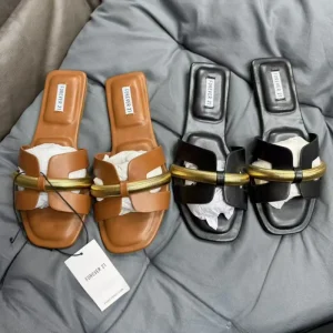 Women’s Slip on Sandals with Metal Fastening Buckles for Lady Shoes