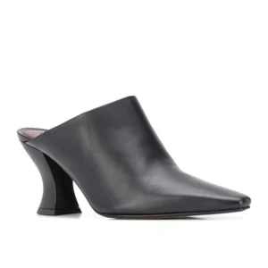 Women’s Slippers Block Heel Trendy Ladies Sandal Genuine Leather High Heel Slippers Mules Heels
