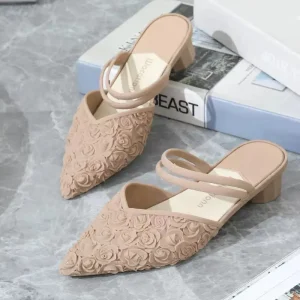 Women’s Slippers Pointed Toe Higher Slope Heel Sandals Thick Bottom Beach Outdoor