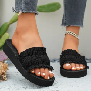 Women’s Slippers Summer European and American Flat Tassel Outdoor One strap Sandals