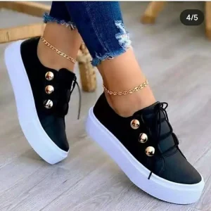 Women’s Sneakers Flat Heels Round Toe PU Autumn Summer Thick Bottom Sneaker Running Sports Shoes Fashion Casual Outdoor