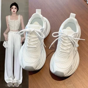 Women’s Sneakers New Arrival Autumn Breathable Mesh Dad’s Shoes Thick Sole Lightweight Anti-Slip Running Casual