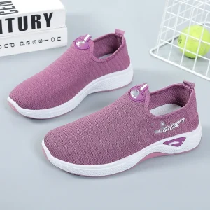 Women’s Sneakers Purple Red Black New Styles Breathable Slip On Closure Woman Shoes for Spring Autumn