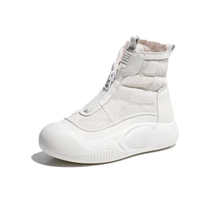 Women’s Snow Boots Winter Cotton Shoes with Plush Thick Anti-Slip Zip Closure Ankle Height Warm Boots