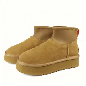 Women’s Snow Boots Winter New Deeper Boots Thick Soled Heightened Sheep Lined Thickened Short Fashion Niche Style Snow Boots