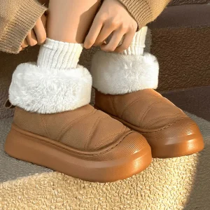 Women’s Snow Boots Winter Warm Thick Non-slip Fashion Fluffy Cotton Shoes